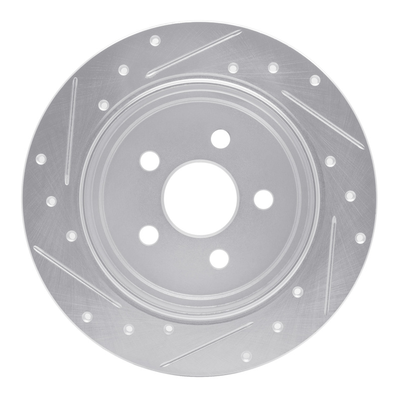 Chrysler PT Cruiser Brake Rotor (1) - Rear Right - R1 Concepts - Drilled & Slotted - Silver - `95-`03